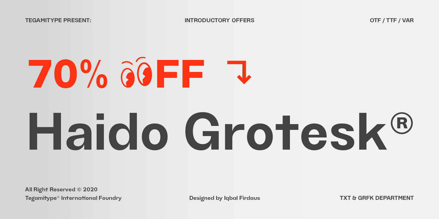 TG Haido Grotesk Extra light Font preview